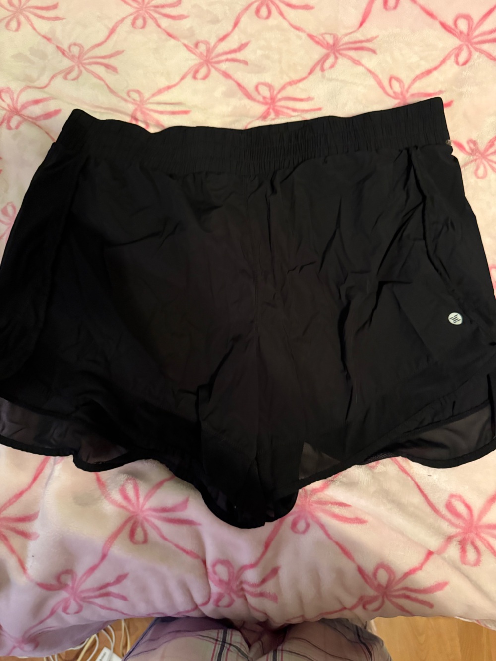 Women's Black Athletic Running Shorts with Elastic Waist